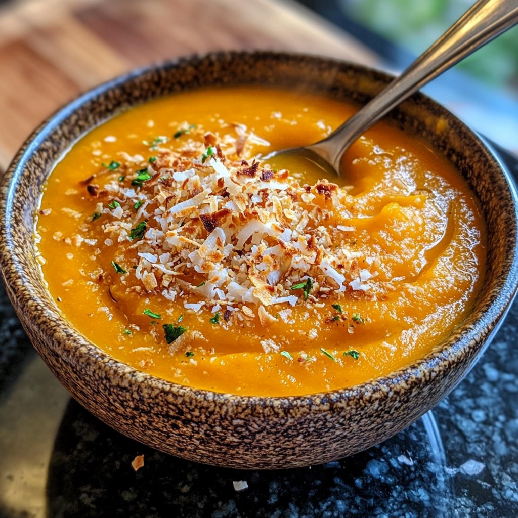 Butternut Kürbissuppe mit Ingwer und Kokos