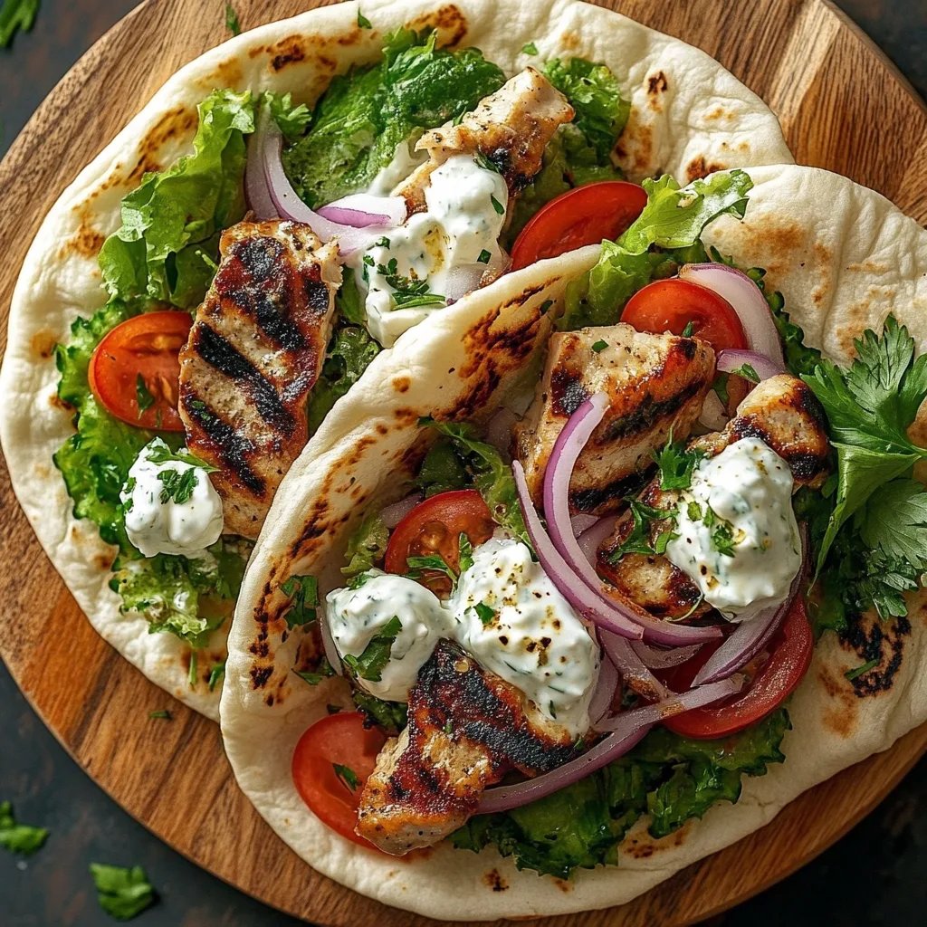 Griechische Hähnchen-Pitas mit Tzatziki & Feta