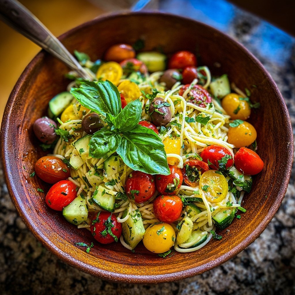 Mediterraner Nudelsalat Mit Oliven Öl