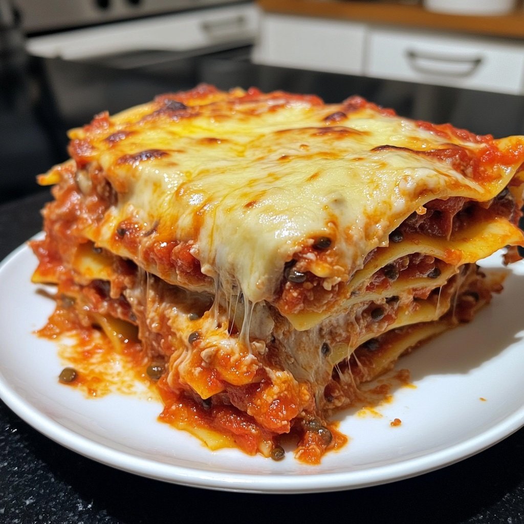 Lasagne mit Tomaten-Linsen-Sauce