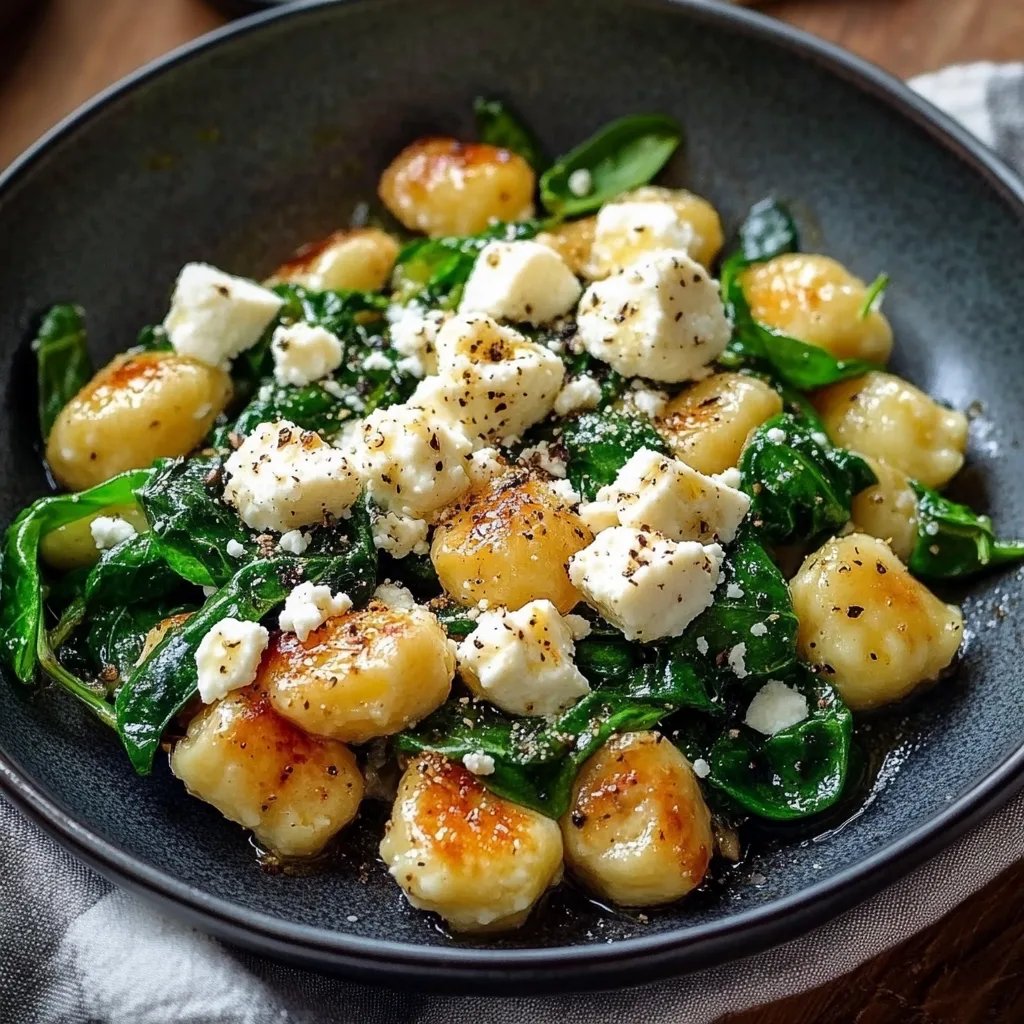 Cremige Gnocchi mit Spinat und Feta