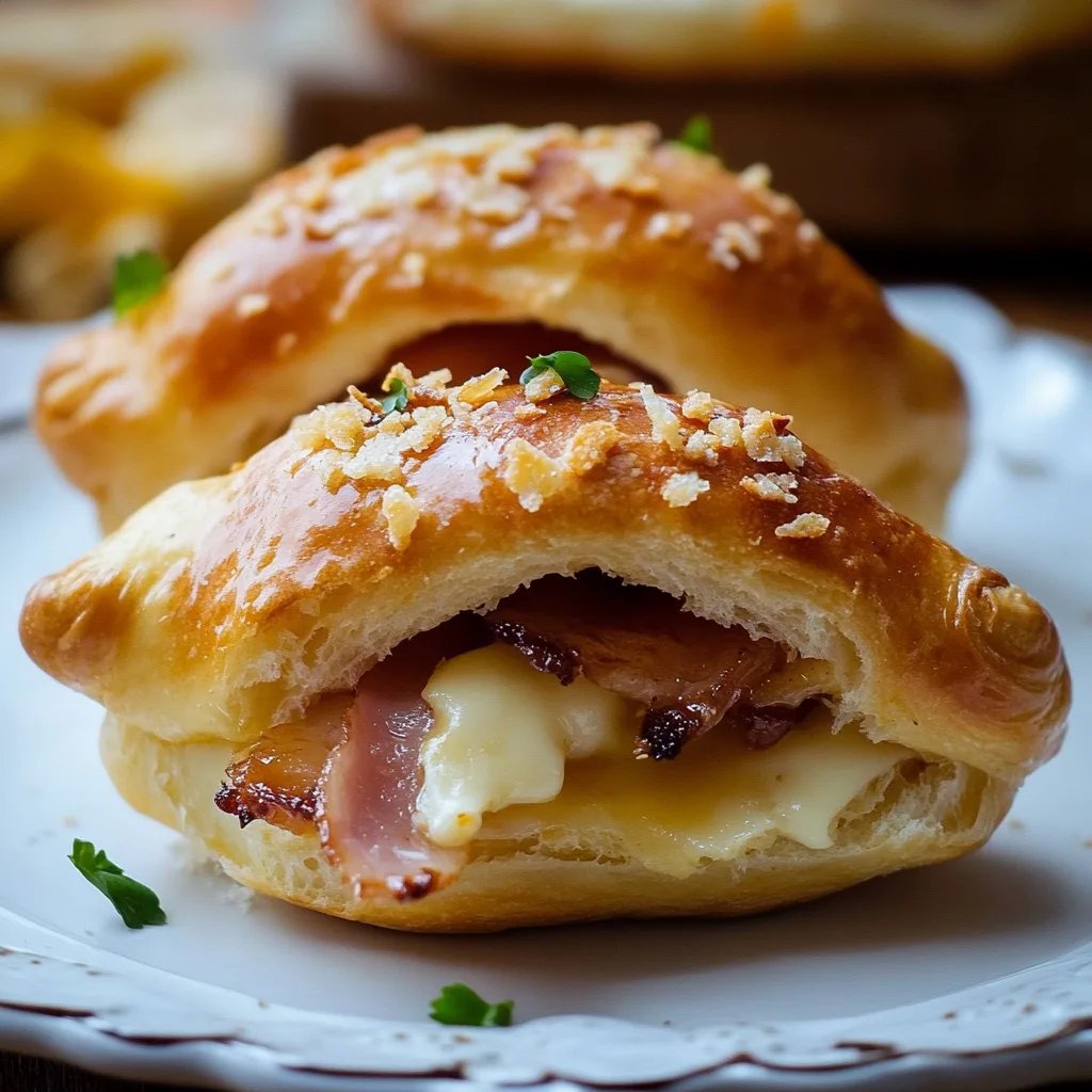 Mini Frischkäse Hörnchen mit Käse und Schinken